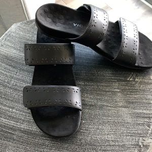 Black leather women’s VIONIC slides Size 11 worn once